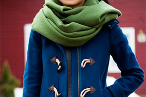 A scarf to suit the duffle coat — an addition to the style
