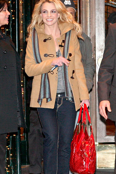 Britney Spears in a duffle coat