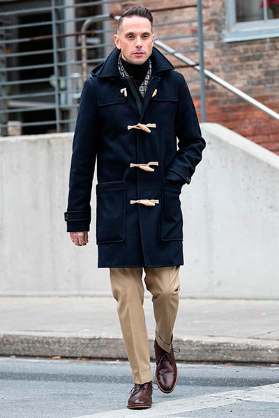 Navy duffle coat for men