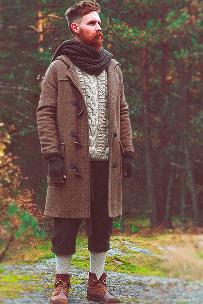 Men's duffle coat and a scarf
