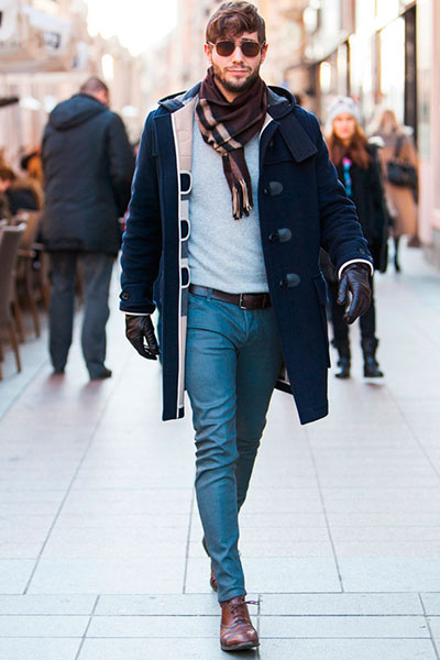 Men's duffle coat and informal style