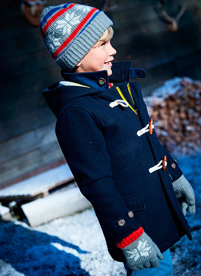 Children's duffle coat in the north