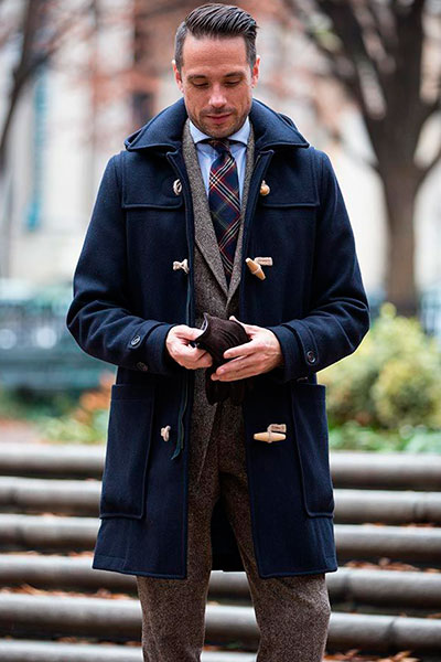 Duffle coat s tvídovým oblekem