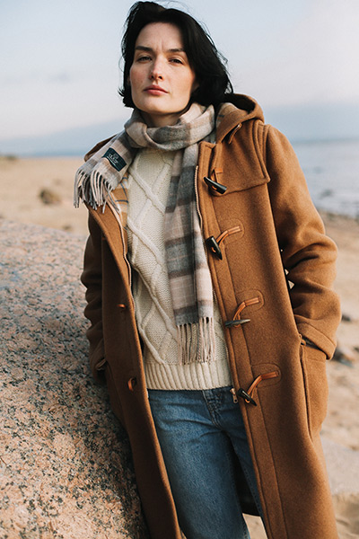 Women's duffle coat and a scarf